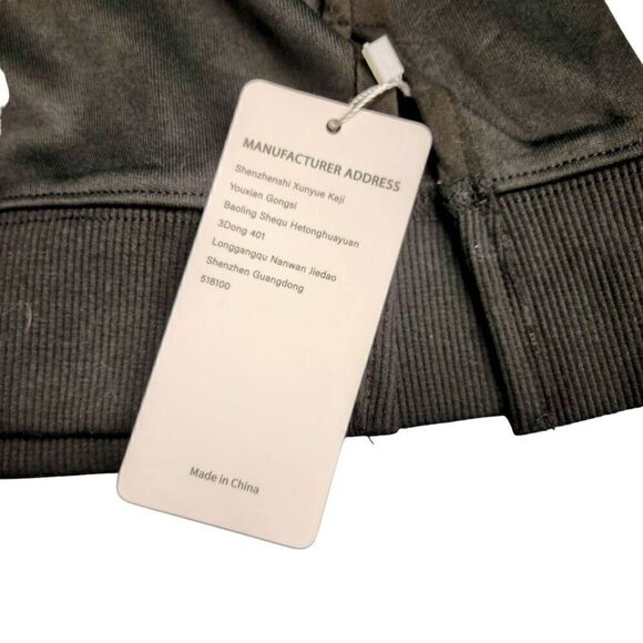 Wenlia Black Hoodie V Neck Side Slit Casual Sweatshirt Long Sleeve Pullover - Picture 7 of 10